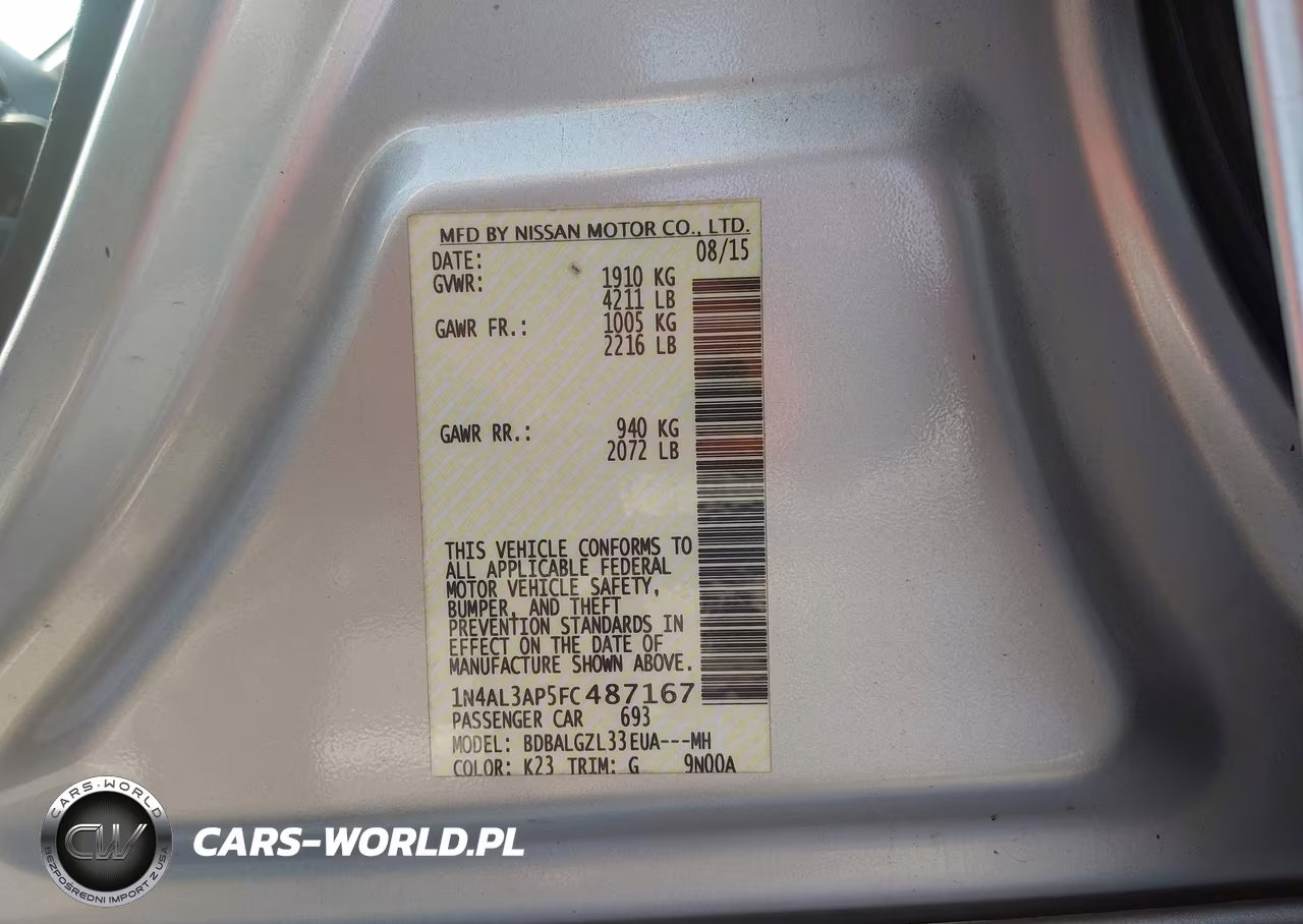 2015 Nissan Altima 2.5 S VIN:1N4AL3AP5FC487167 - 9