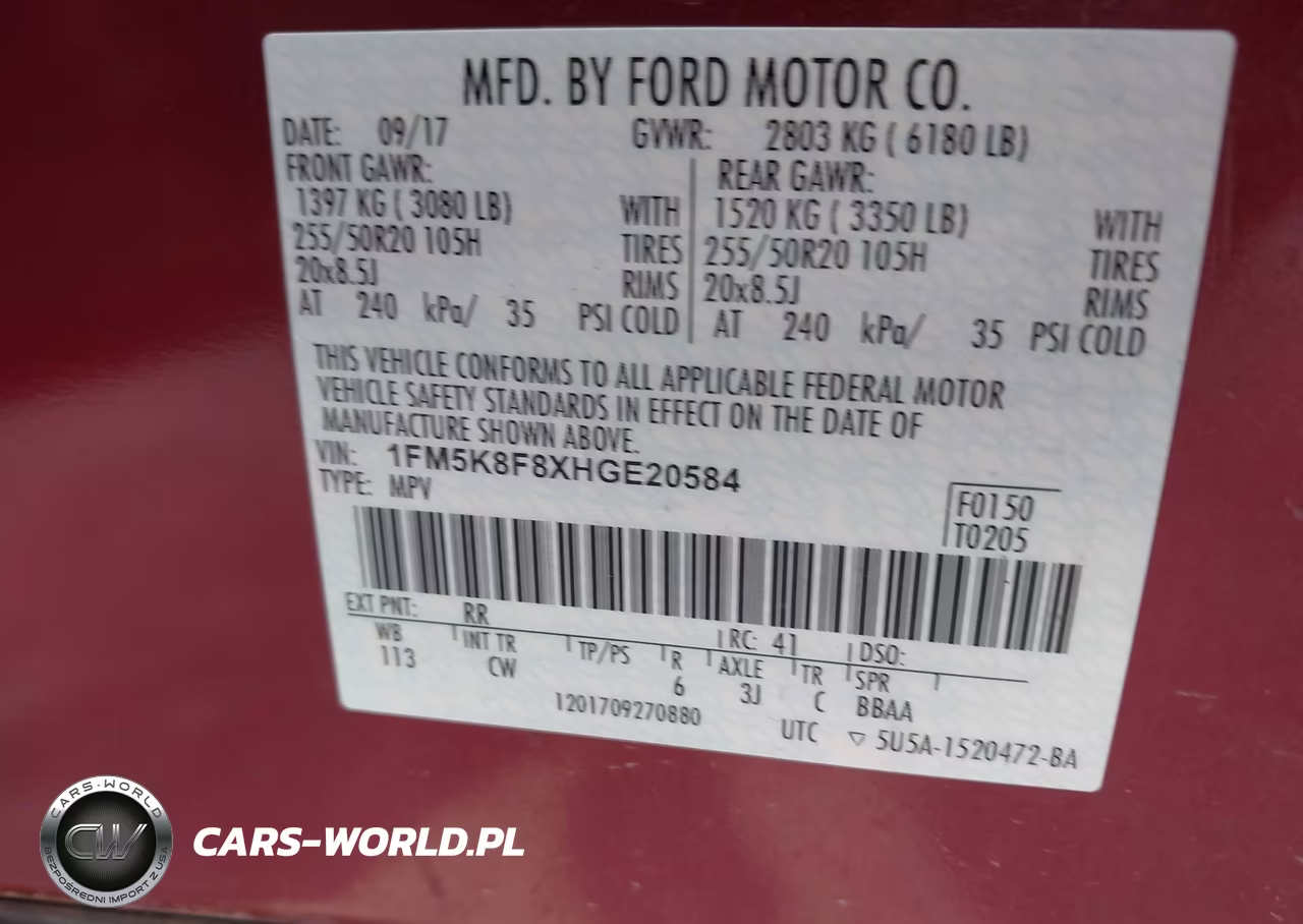 2017 Ford Explorer Limited VIN:1FM5K8F8XHGE20584 - 9