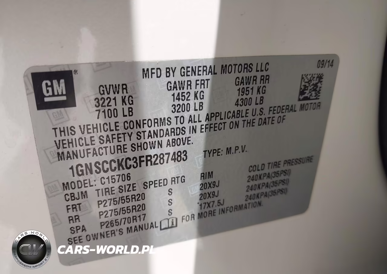 2015 Chevrolet Tahoe C1500 Ltz VIN:1GNSCCKC3FR287483 - 9