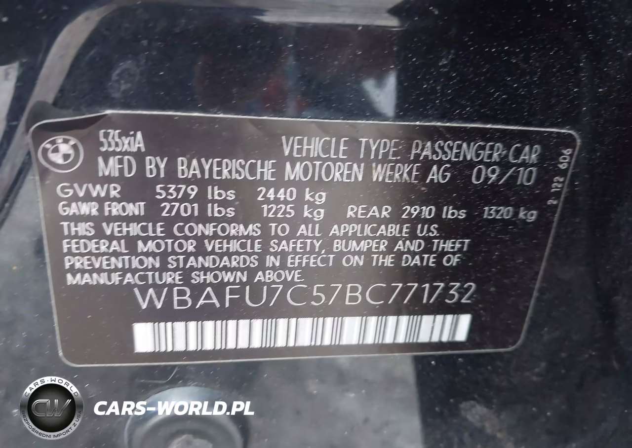 2011 BMW 535I xDrive VIN:WBAFU7C57BC771732 - 9