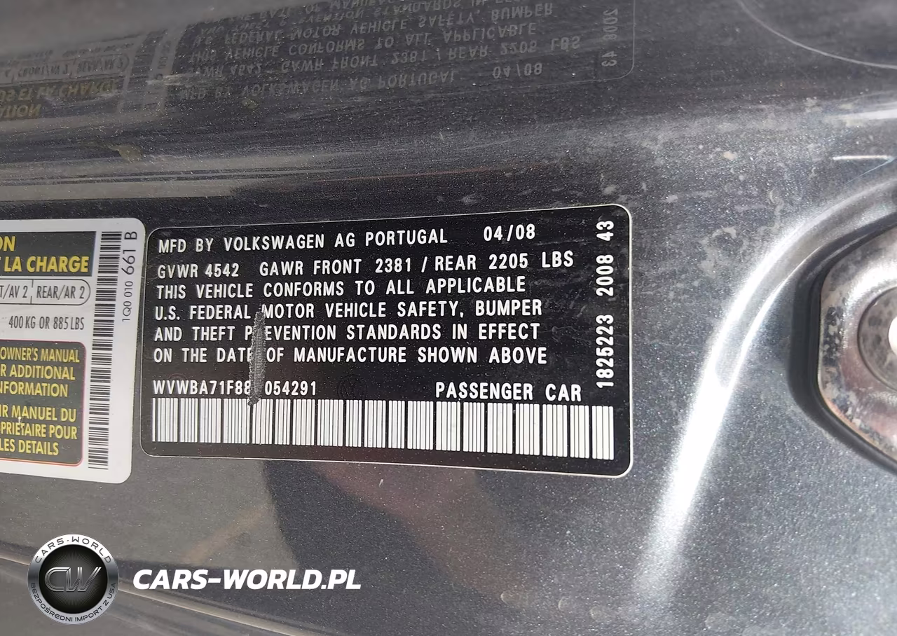 2008 Volkswagen Eos Komfort-Turbo VIN:WVWBA71F88V054291 - 9