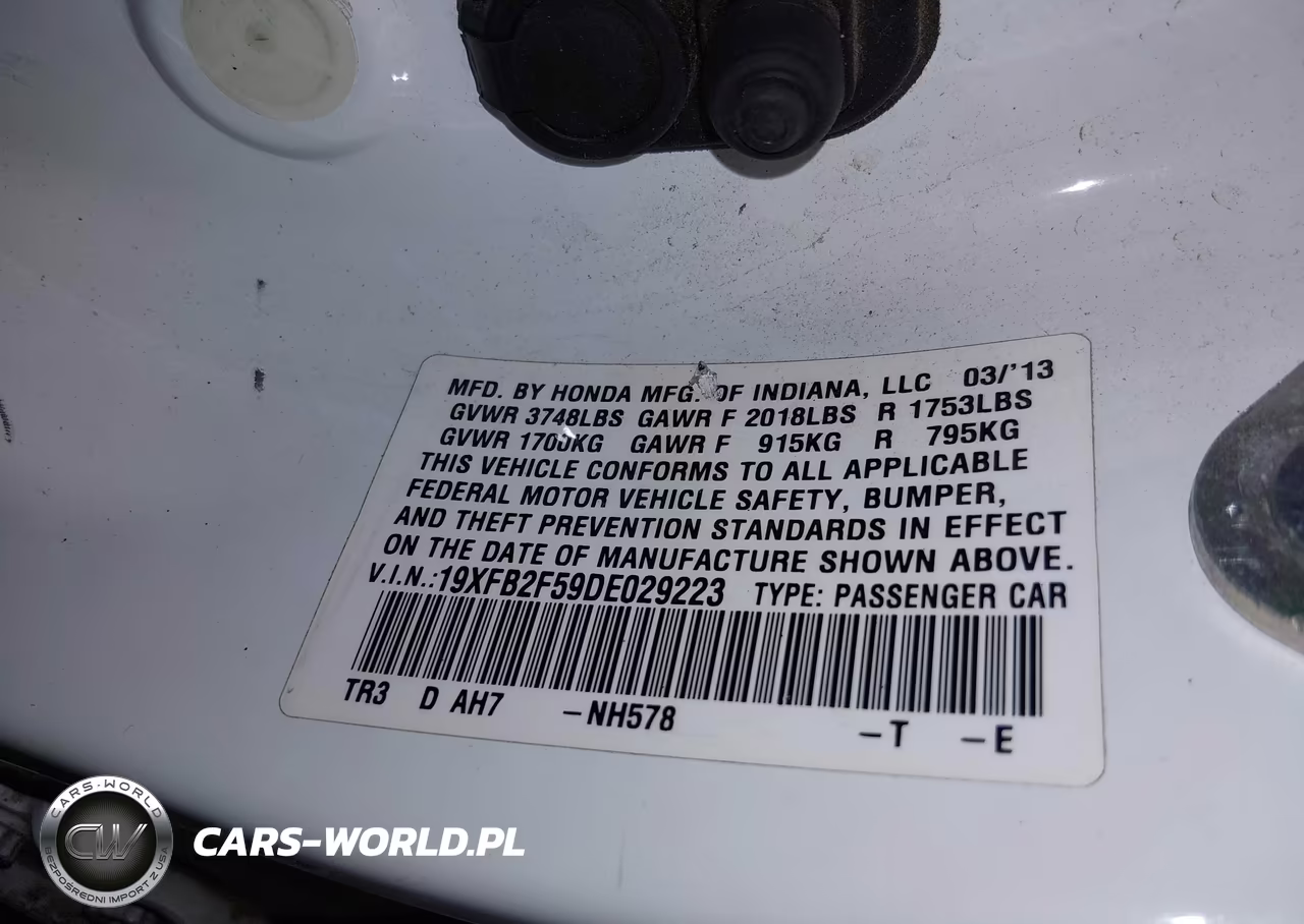 2013 Honda Civic Lx VIN:19XFB2F59DE029223 - 9