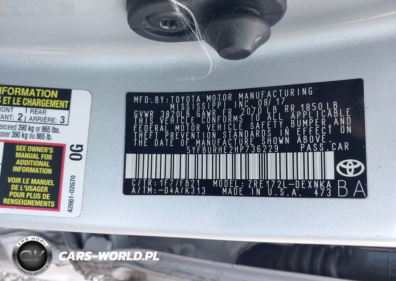 2017 Toyota Corolla Le VIN:5YFBURHE2HP736229 - 9