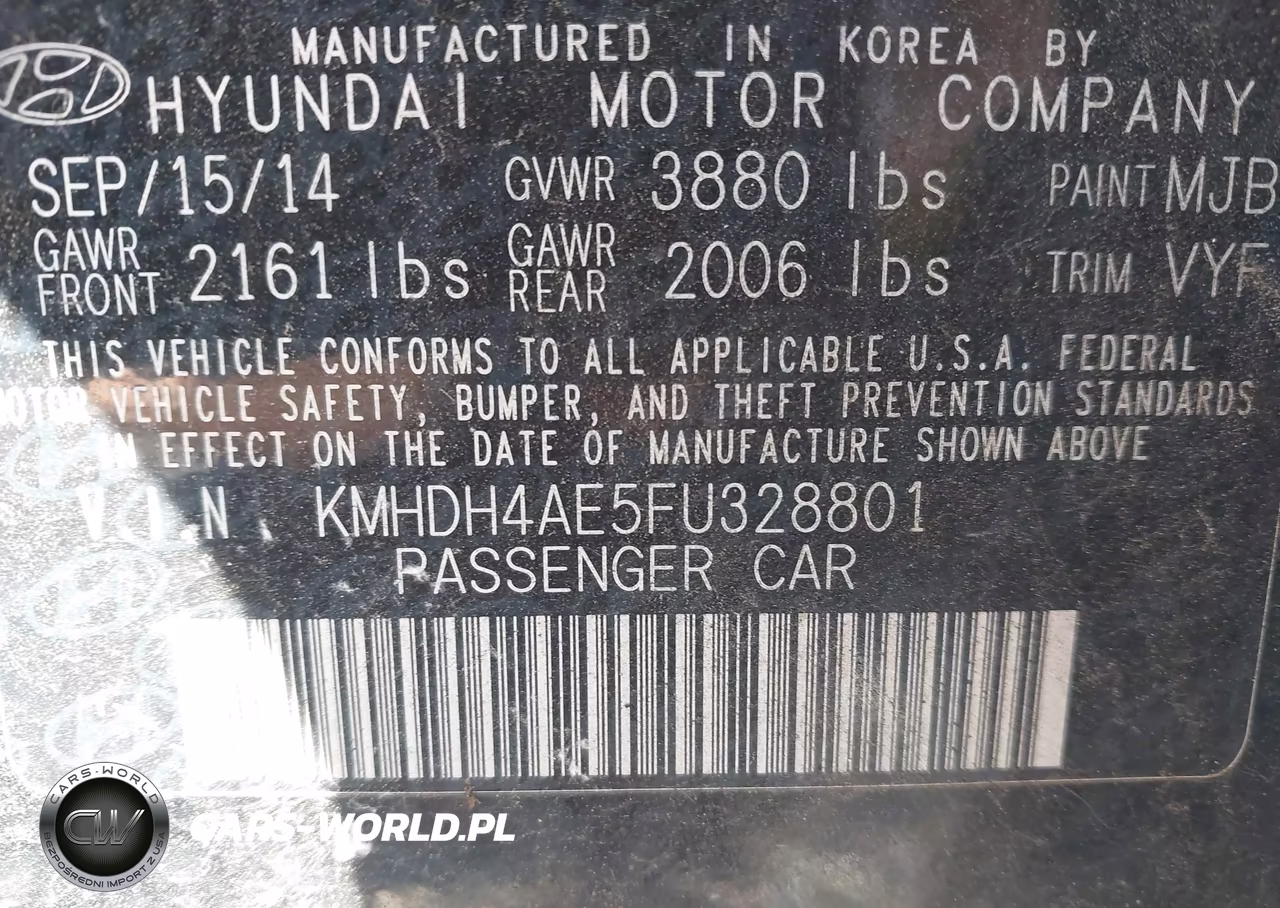 2015 Hyundai Elantra Se VIN:KMHDH4AE5FU328801 - 9