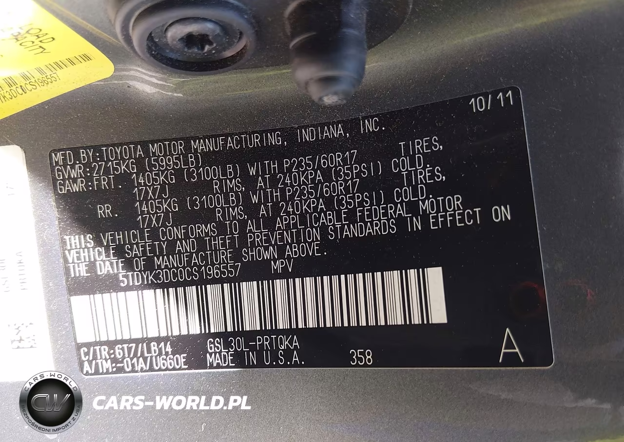 2012 Toyota Sienna Xle V6 8 Passenger VIN:5TDYK3DC0CS196557 - 9