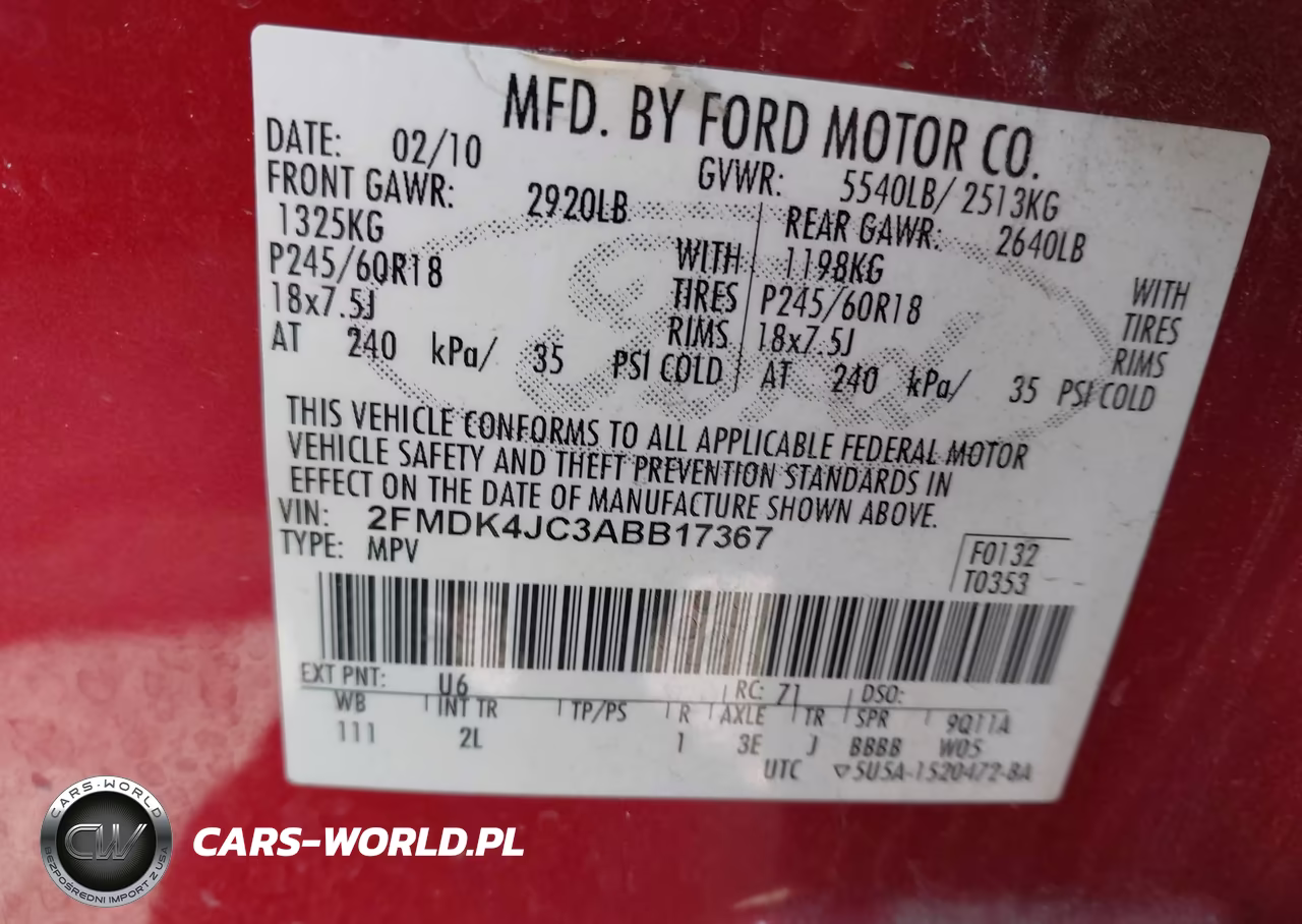 2010 Ford Edge Sel VIN:2FMDK4JC3ABB17367 - 9
