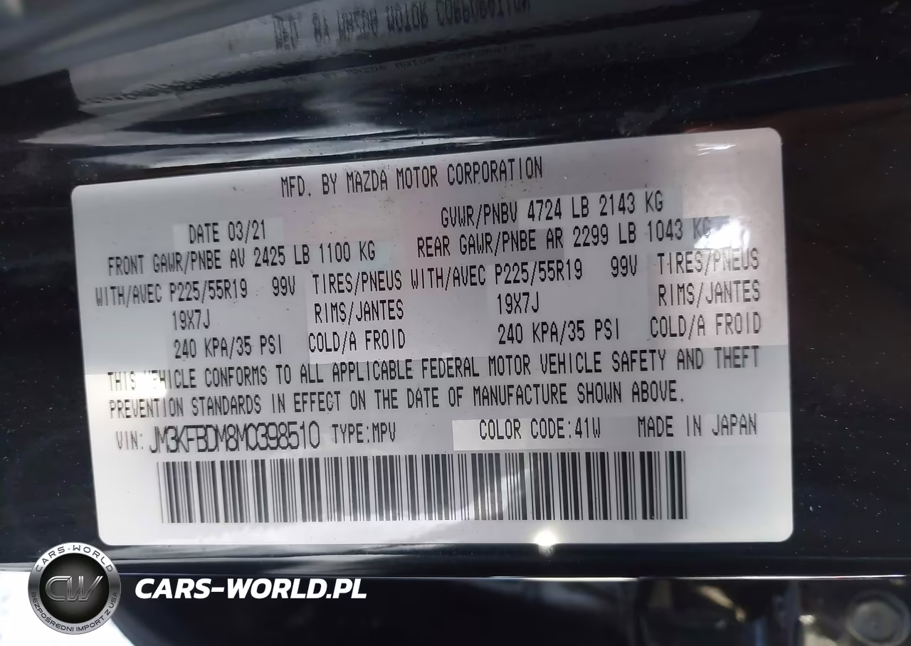 2021 Mazda Cx-5 Grand Touring VIN:JM3KFBDM8M0398510 - 9