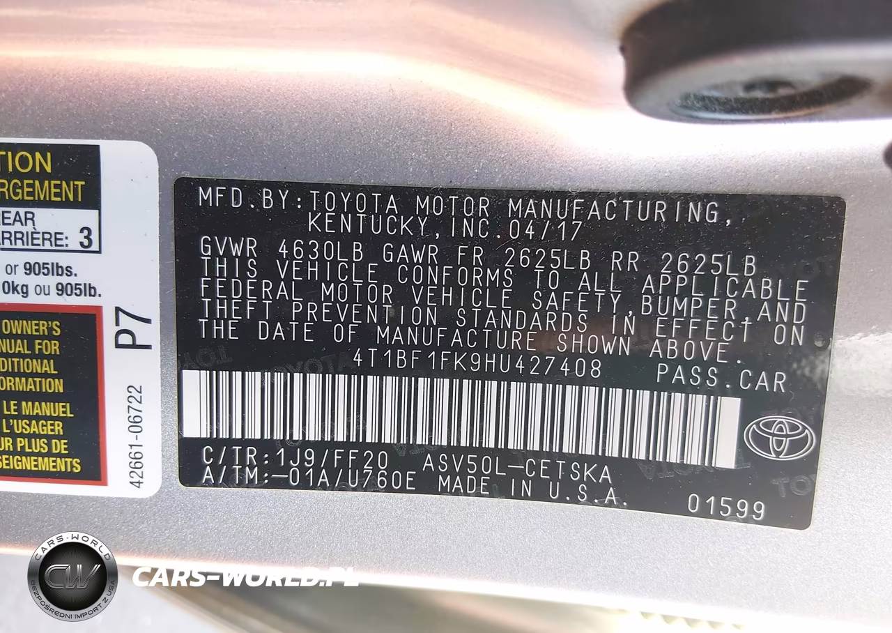 2017 Toyota Camry Se VIN:4T1BF1FK9HU427408 - 9