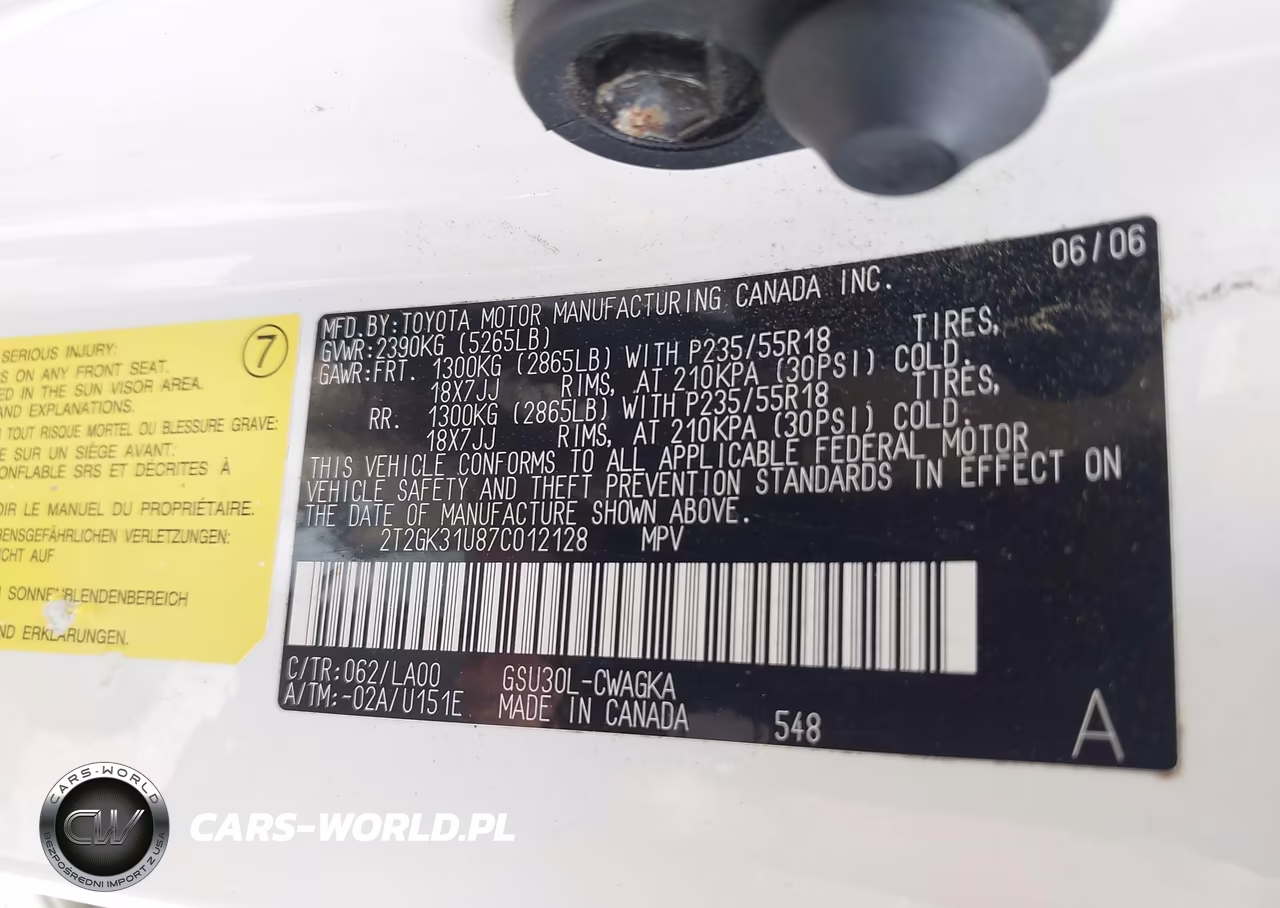 2007 Lexus Rx 350 VIN:2T2GK31U87C012128 - 9