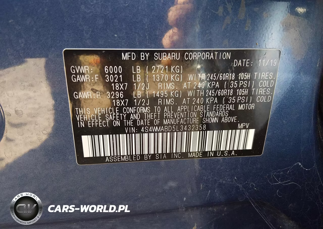2020 Subaru Ascent Premium VIN:4S4WMABD5L3432358 - 9