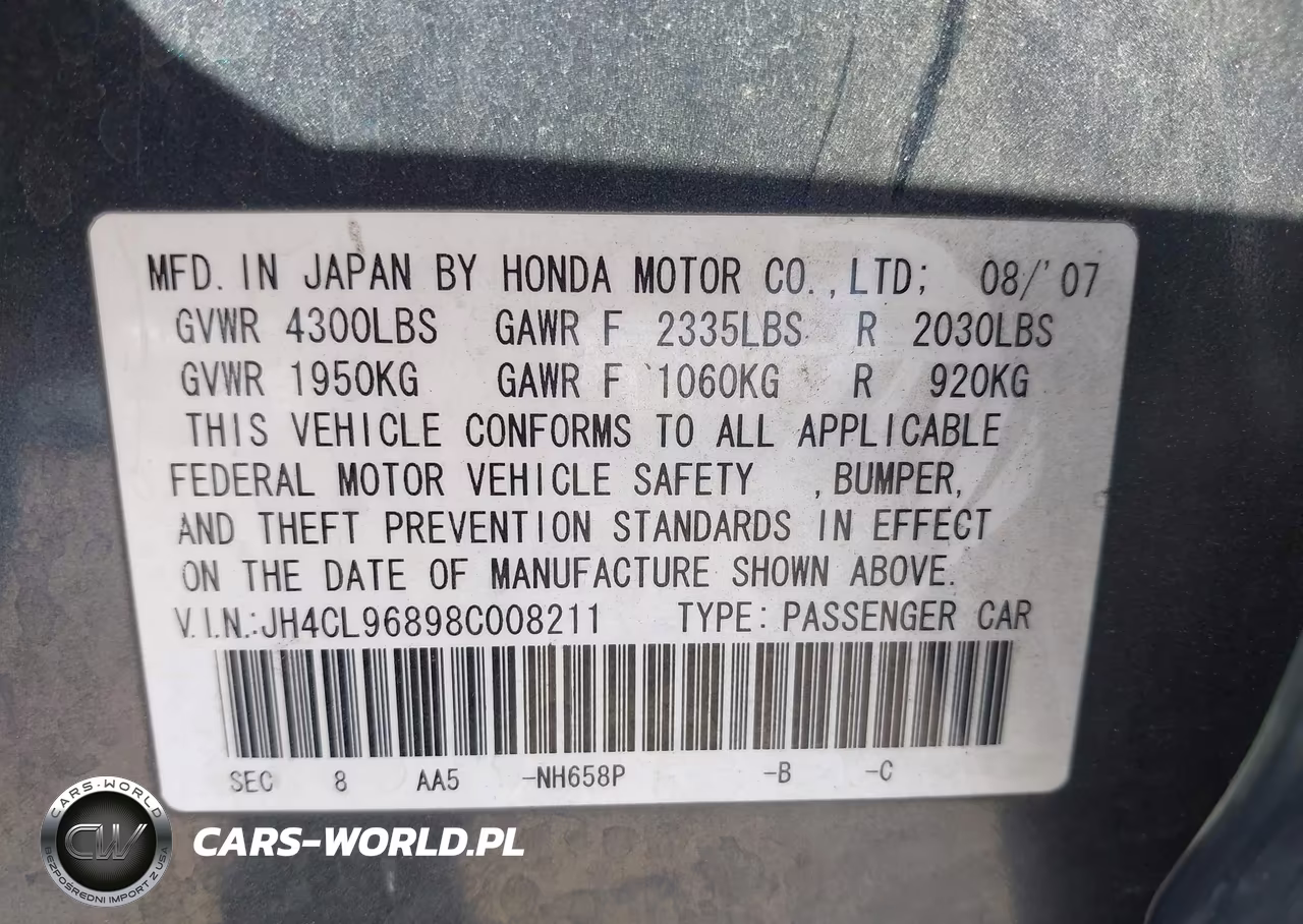 2008 Acura Tsx VIN:JH4CL96898C008211 - 9