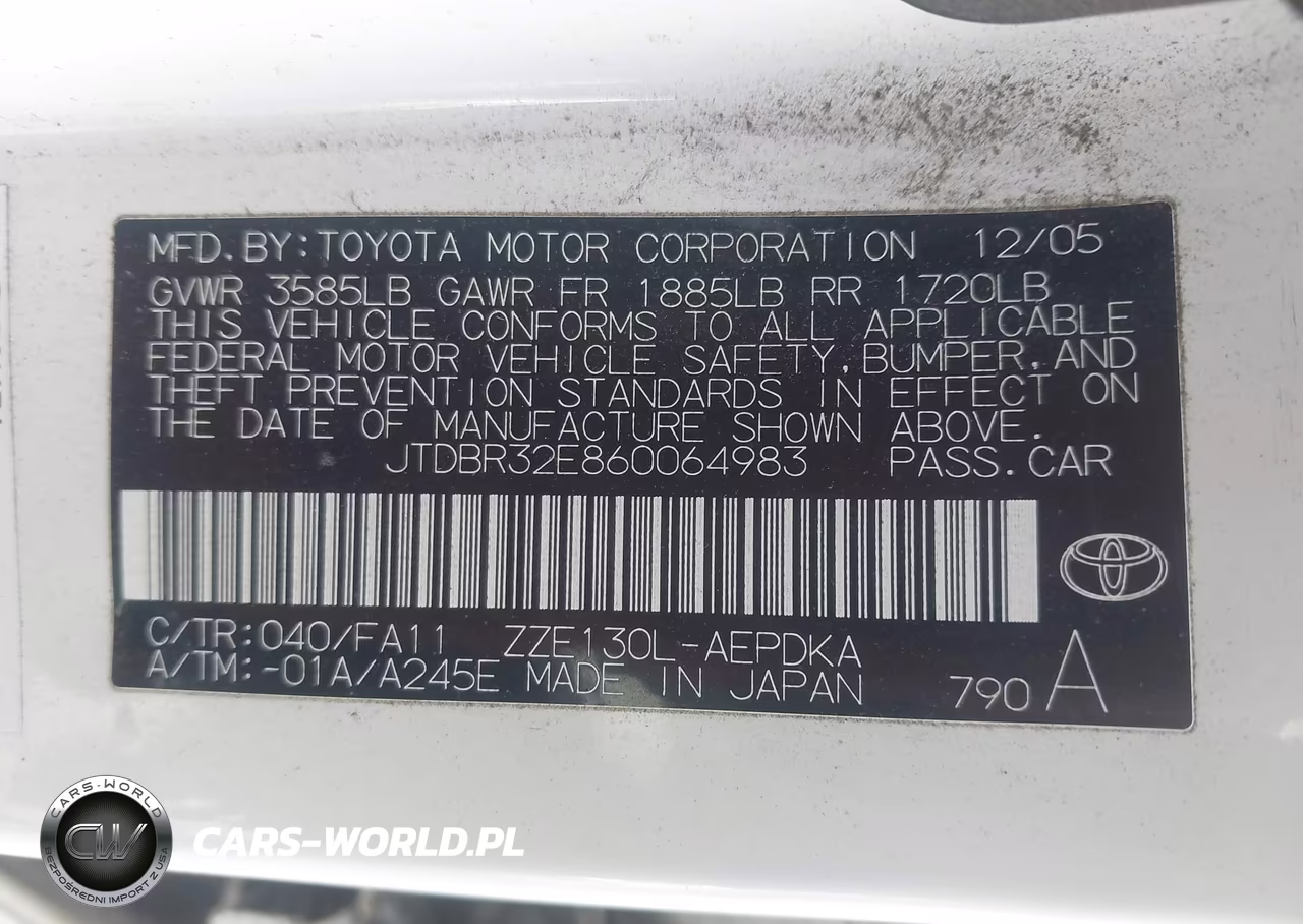2006 Toyota Corolla Ce VIN:JTDBR32E860064983 - 9