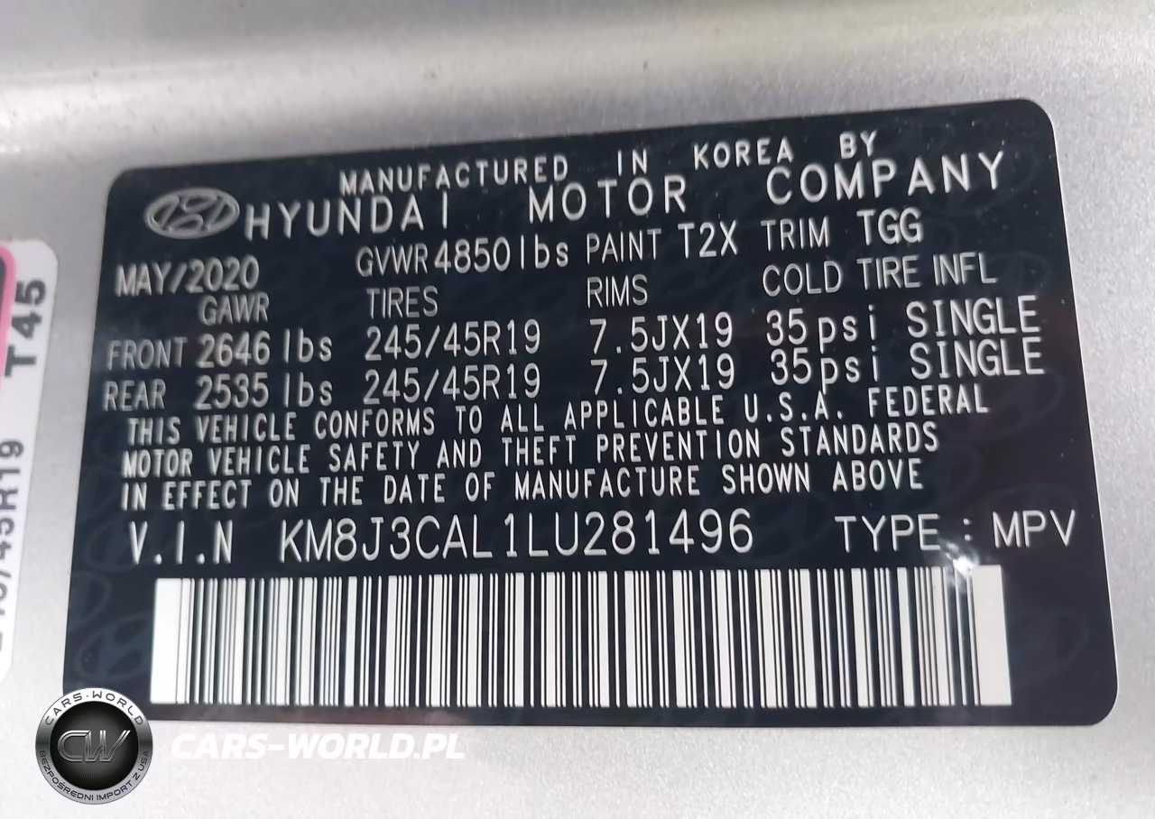 2020 Hyundai Tucson Sport VIN:KM8J3CAL1LU281496 - 9