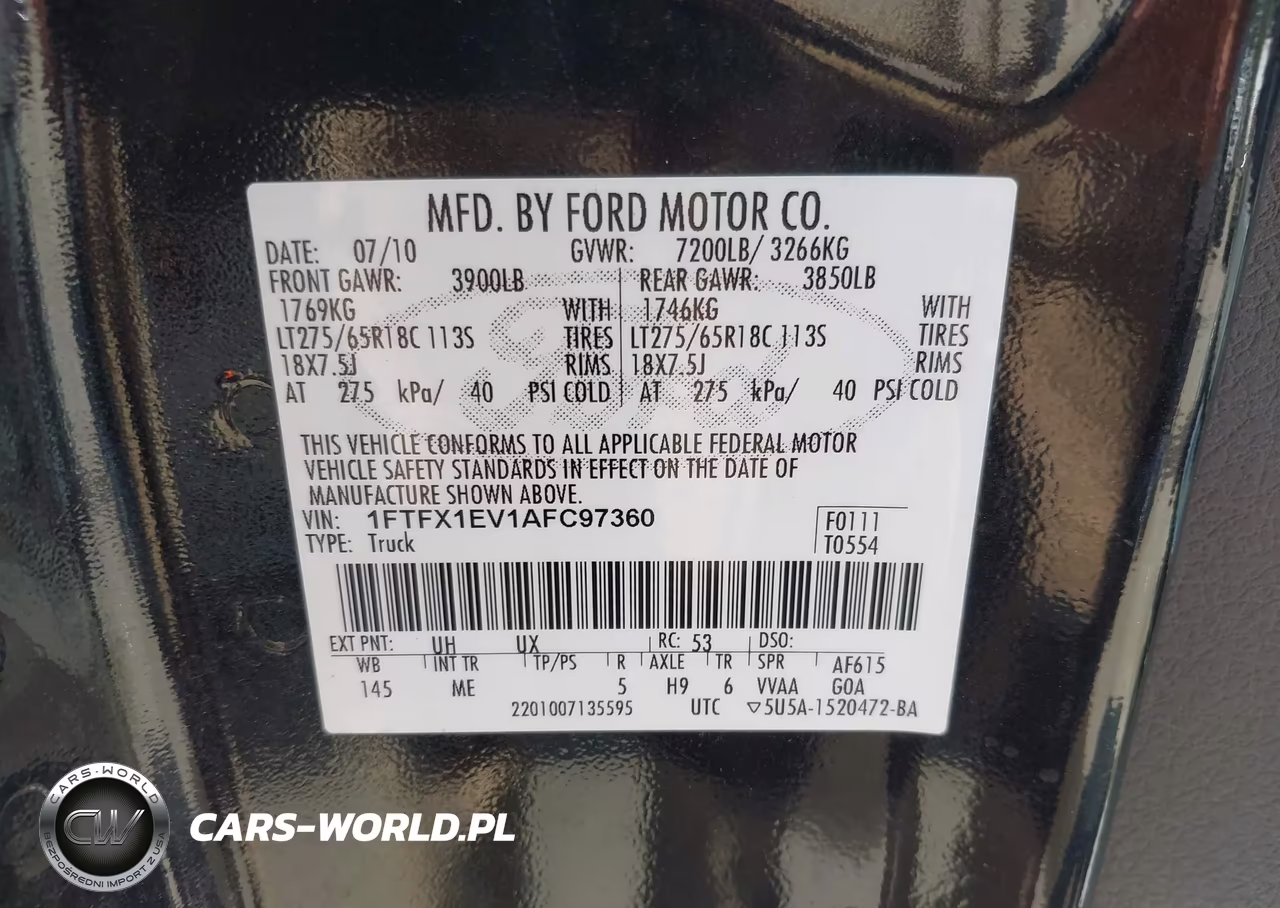 2010 Ford F-150 Fx4-Lariat-Xl-Xlt VIN:1FTFX1EV1AFC97360 - 9