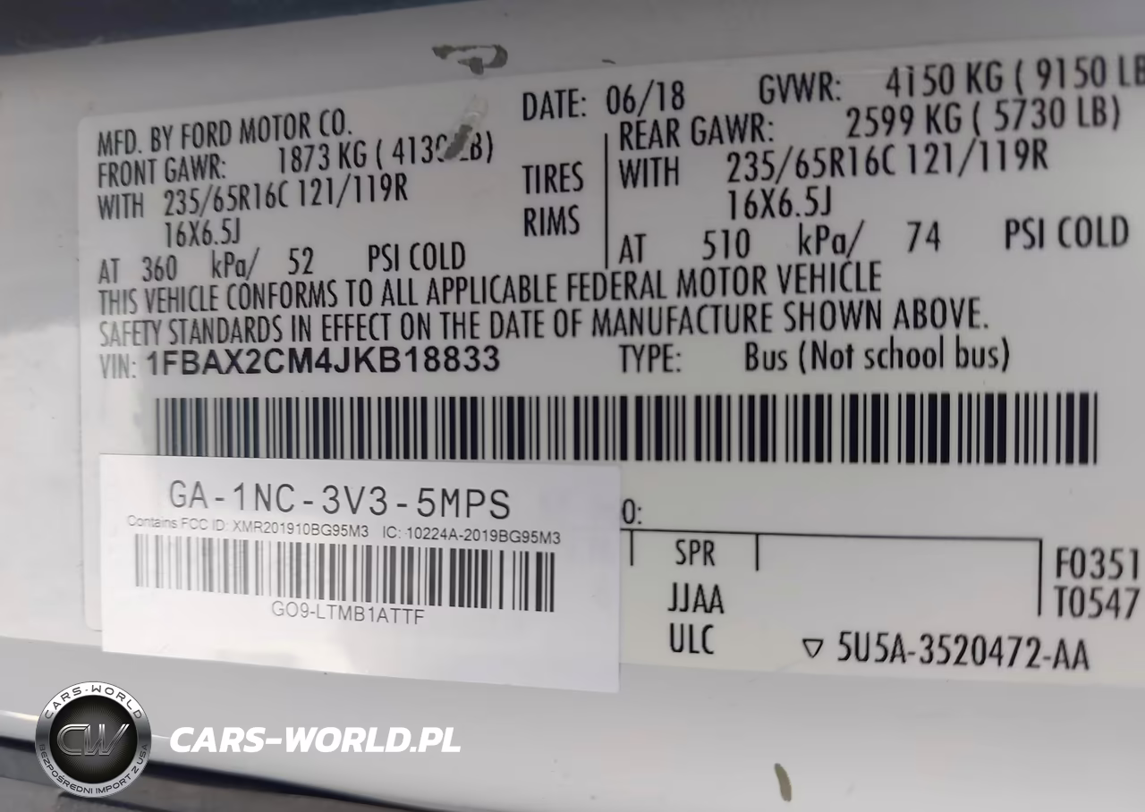 2018 Ford Transit-350 Xl VIN:1FBAX2CM4JKB18833 - 9