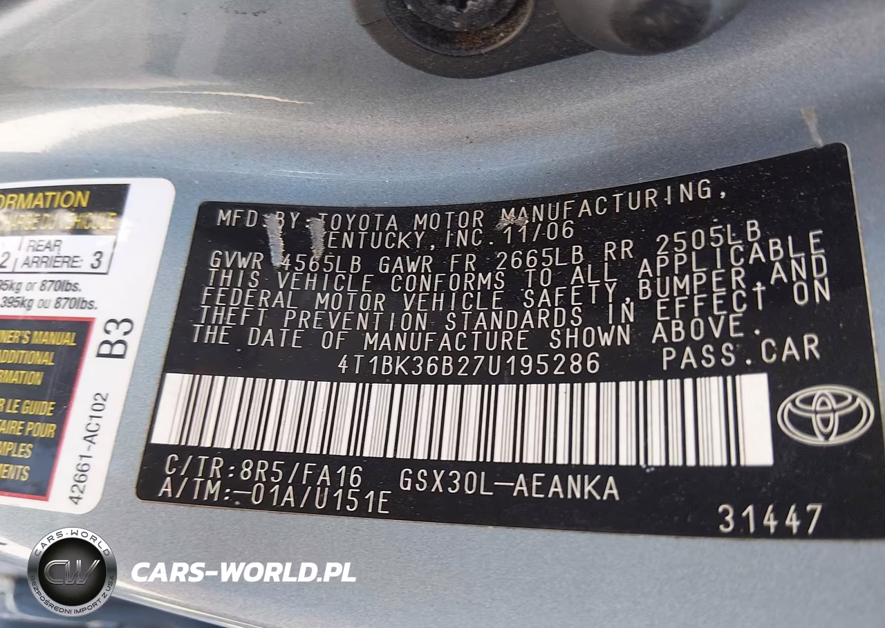 2007 Toyota Avalon Xl VIN:4T1BK36B27U195286 - 9