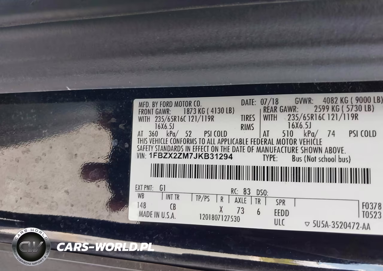 2018 Ford Transit-350 Xl VIN:1FBZX2ZM7JKB31294 - 9