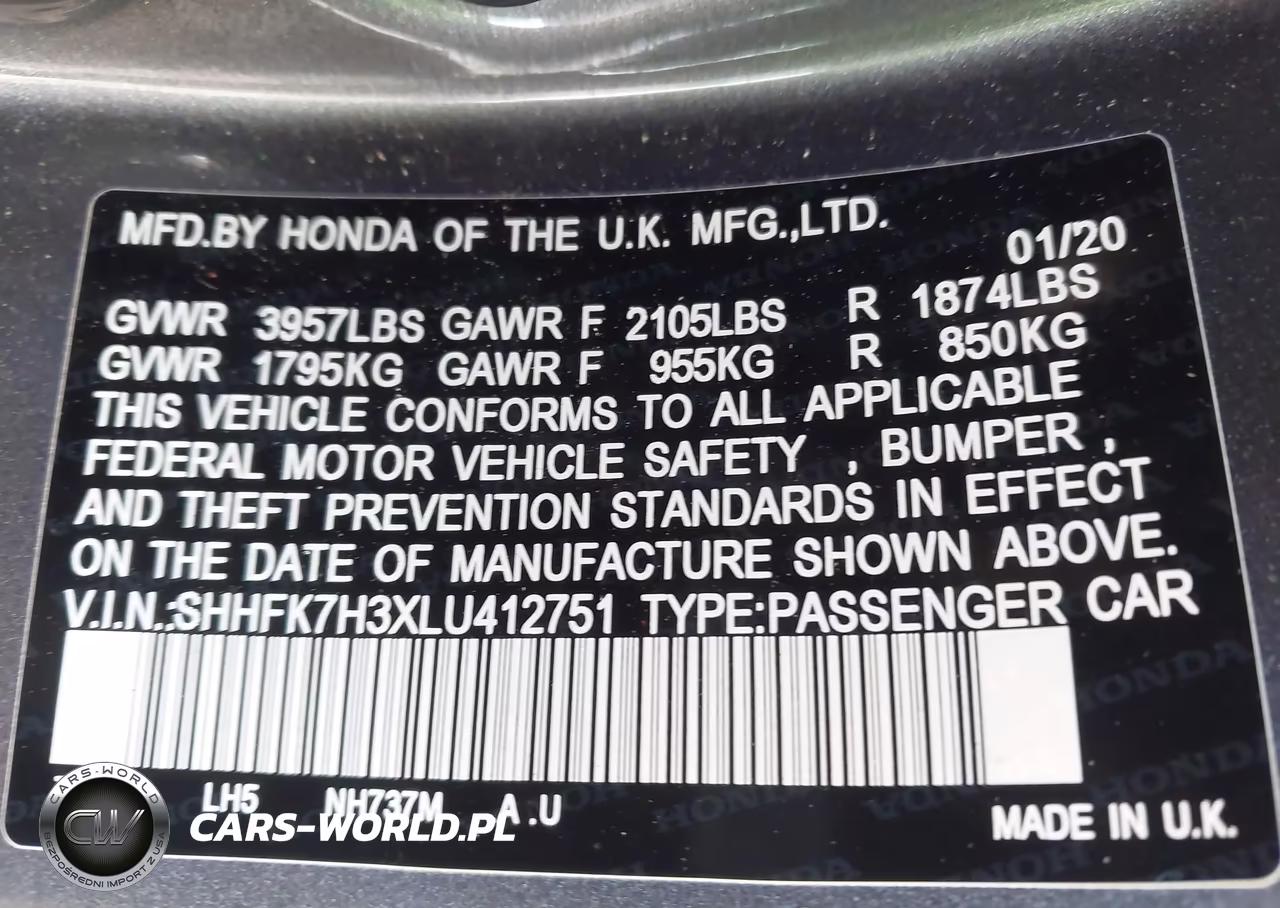 2020 Honda Civic Lx VIN:SHHFK7H3XLU412751 - 9