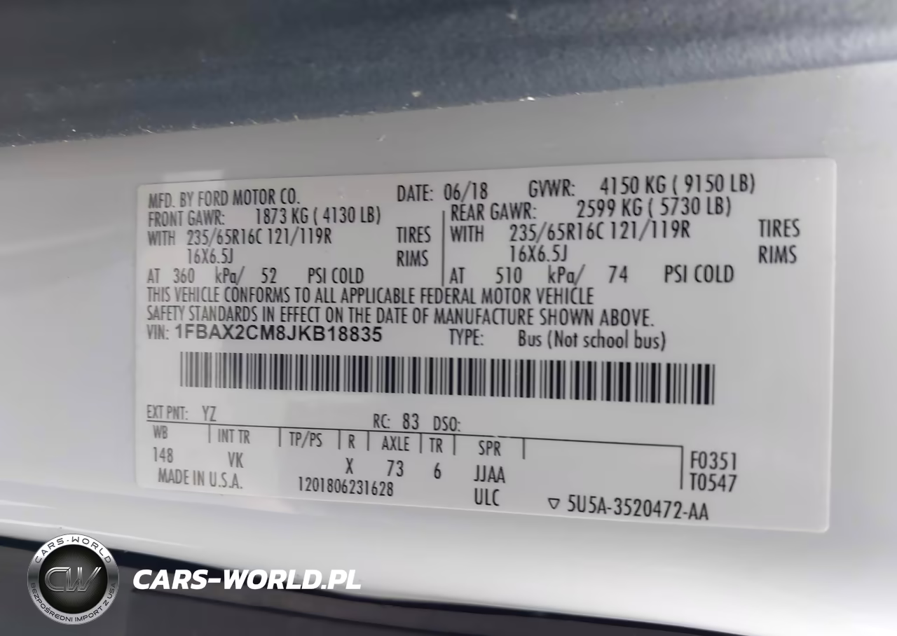 2018 Ford Transit-350 Xl VIN:1FBAX2CM8JKB18835 - 9