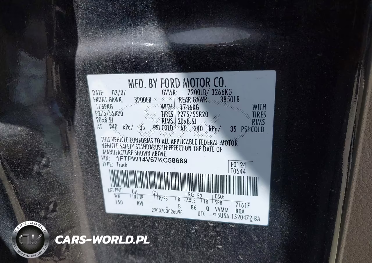 2007 Ford F-150 Fx4-Lariat-Xlt VIN:1FTPW14V67KC58689 - 9