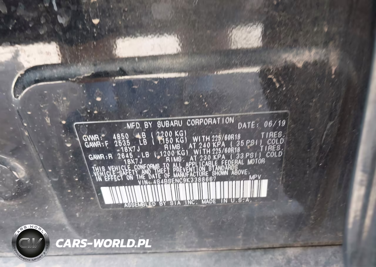 2019 Subaru Outback 3.6R Limited VIN:4S4BSENC9K3388667 - 9