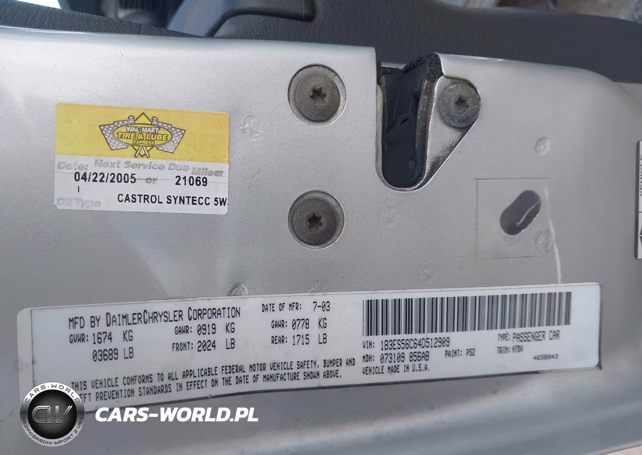 2004 Dodge Neon Sxt VIN:1B3ES56C64D512909 - 9