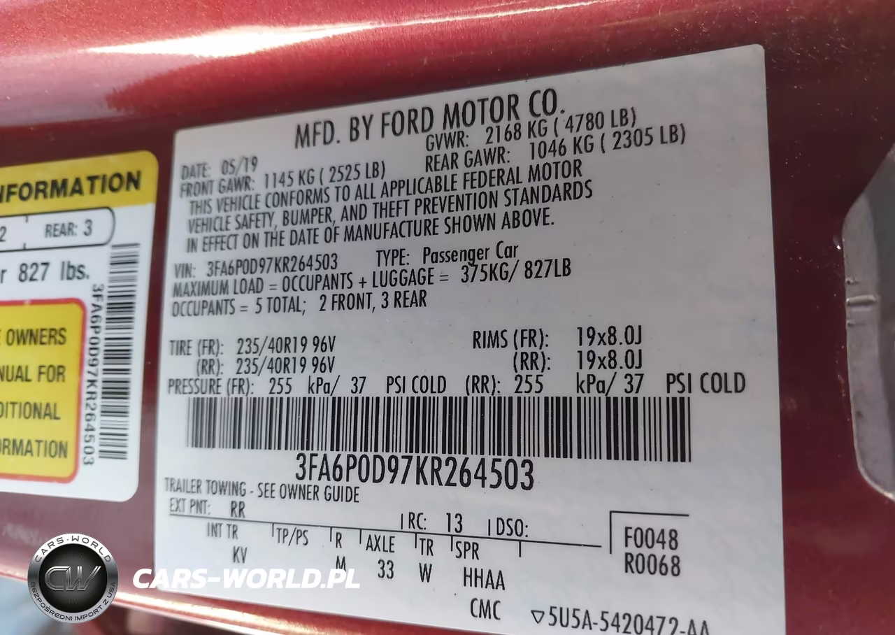 2019 Ford Fusion Titanium VIN:3FA6P0D97KR264503 - 9