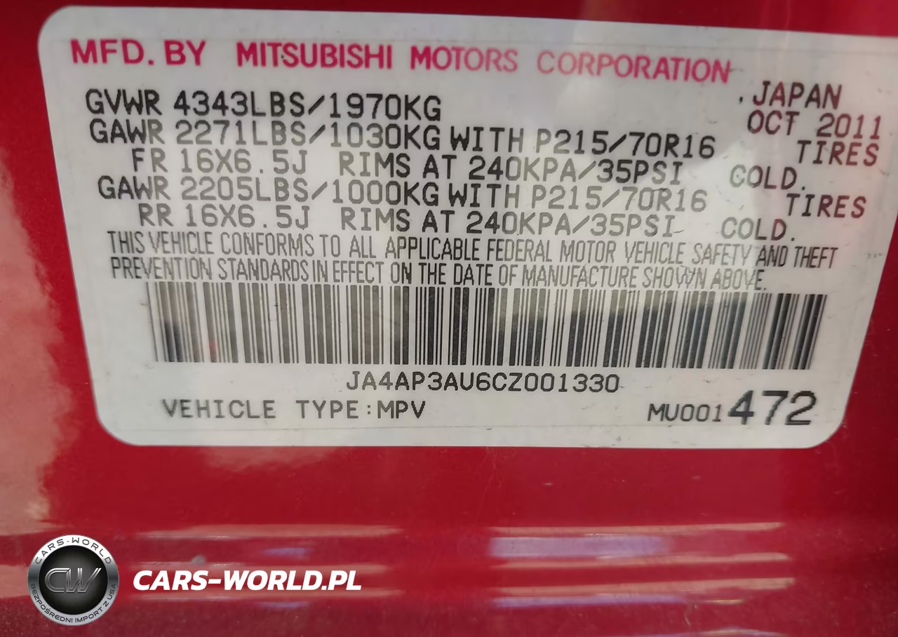 2012 Mitsubishi Outlander Sport Es VIN:JA4AP3AU6CZ001330 - 9