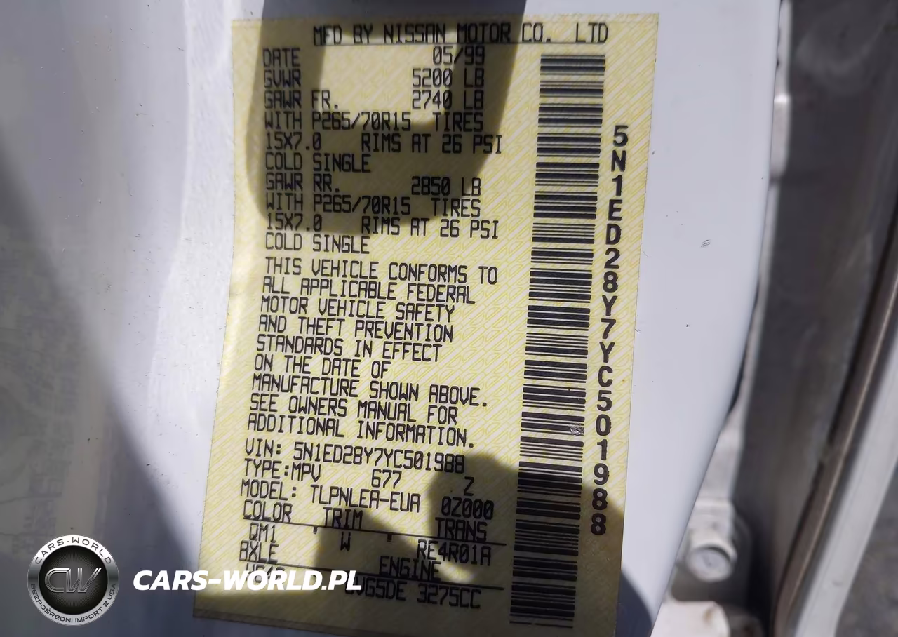 2000 Nissan Xterra Se-Xe VIN:5N1ED28Y7YC501988 - 9