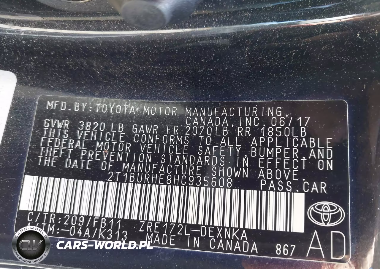 2017 Toyota Corolla Le VIN:2T1BURHE8HC935608 - 9