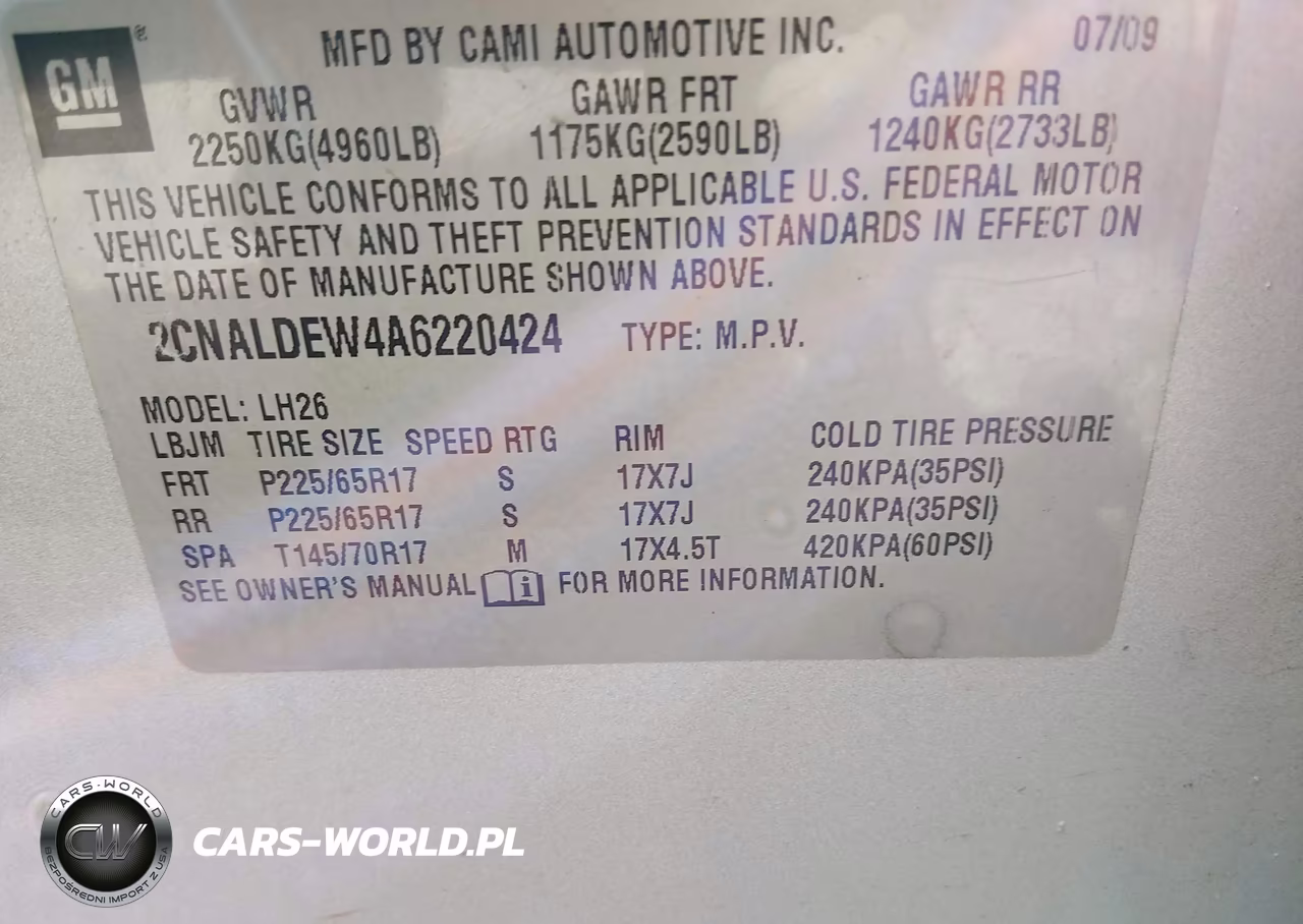 2010 Chevrolet Equinox VIN:2CNALDEW4A6220424 - 9