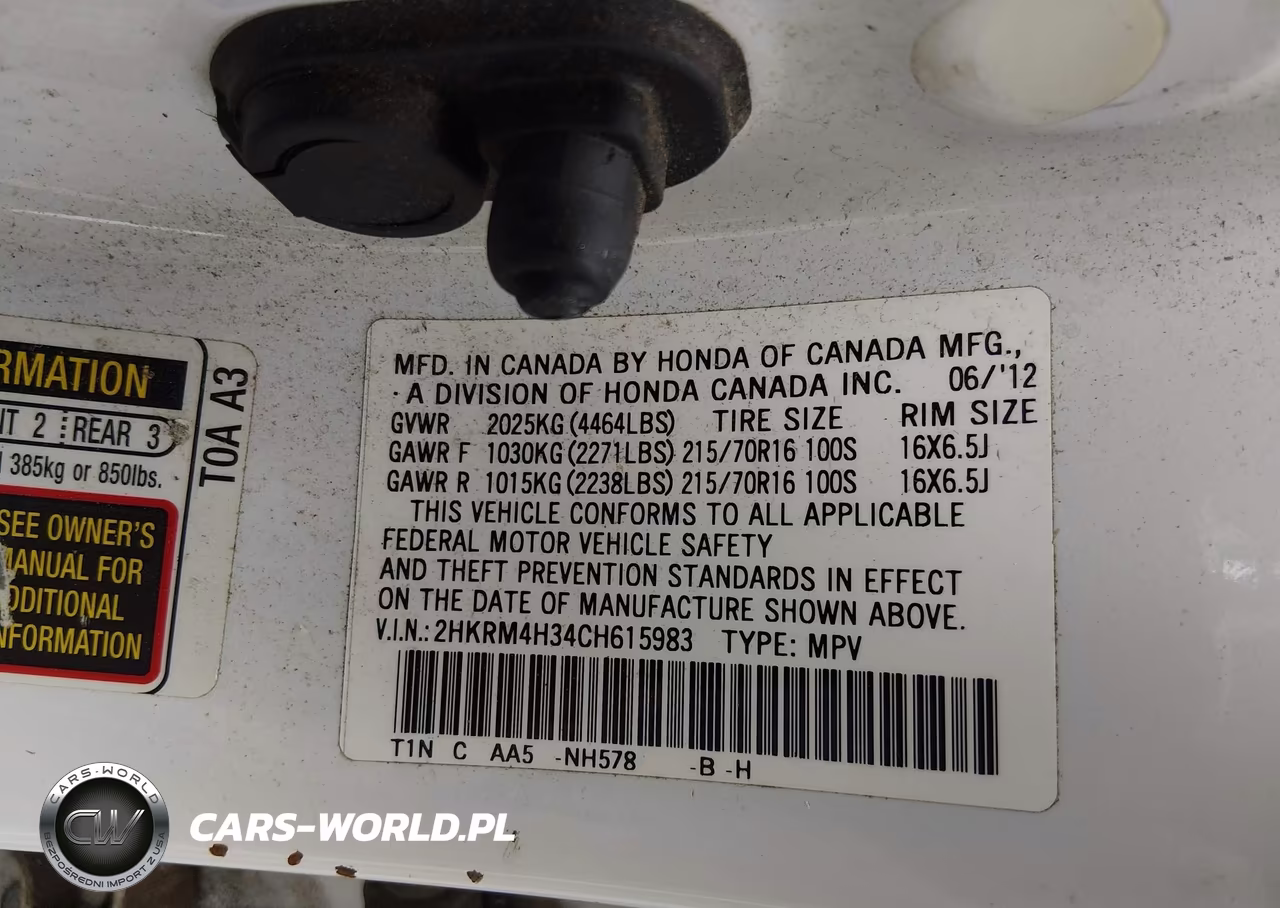2012 Honda Cr-V Lx VIN:2HKRM4H34CH615983 - 9