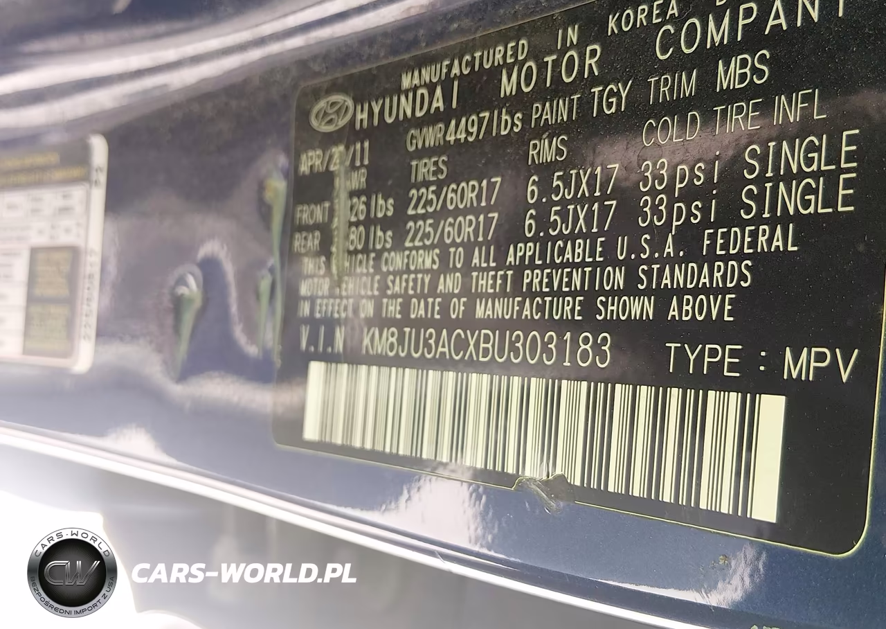 2011 Hyundai Tucson Gls VIN:KM8JU3ACXBU303183 - 9