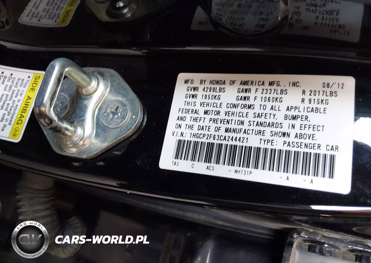 2012 Honda Accord 2.4 Se VIN:1HGCP2F63CA244421 - 9