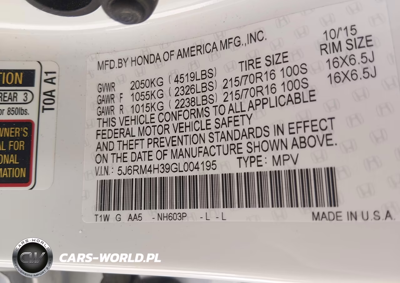 2016 Honda Cr-V Lx VIN:5J6RM4H39GL004195 - 9