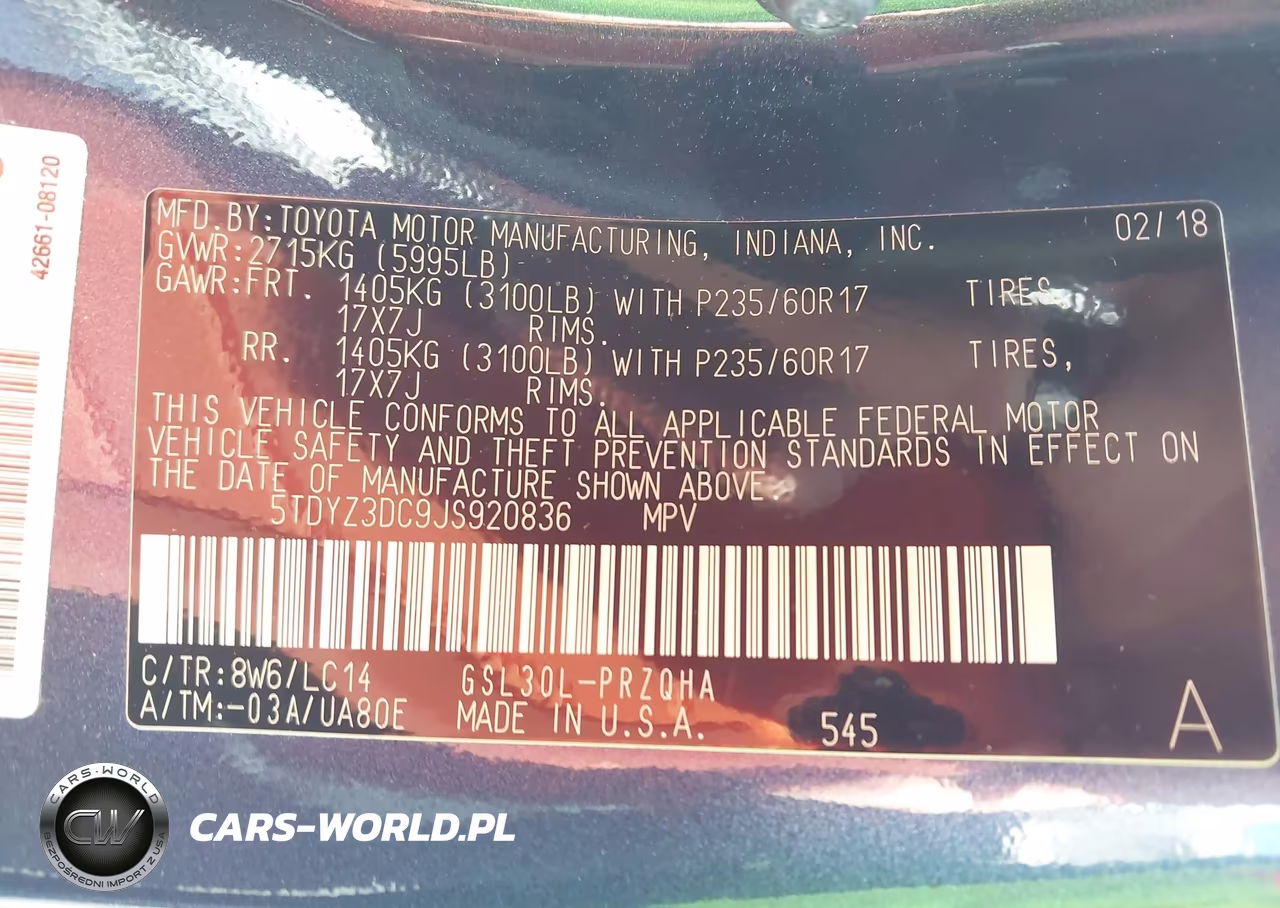2018 Toyota Sienna Xle Premium 8 Passenger VIN:5TDYZ3DC9JS920836 - 9