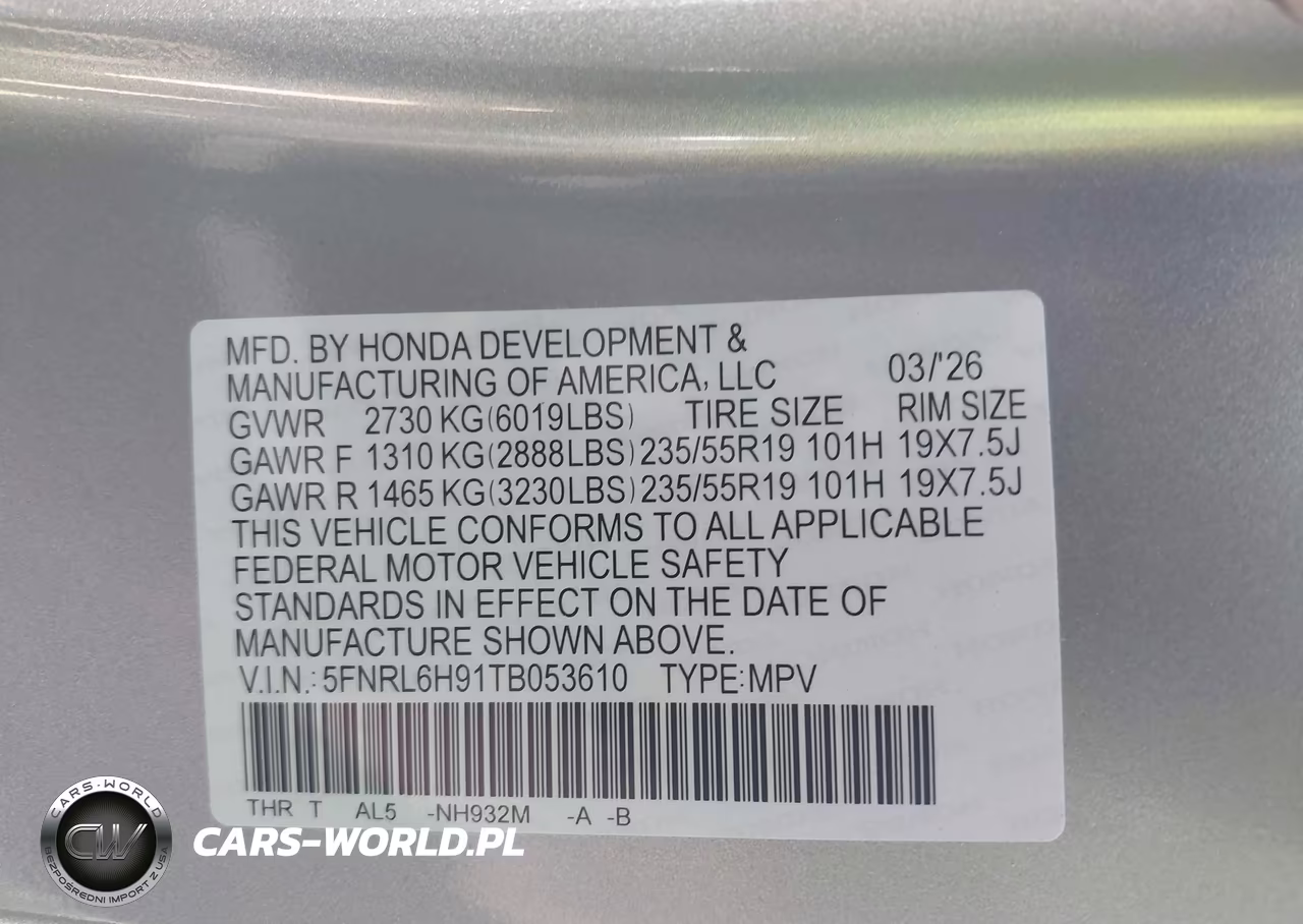 2026 Honda Odyssey Elite VIN:5FNRL6H91TB053610 - 9