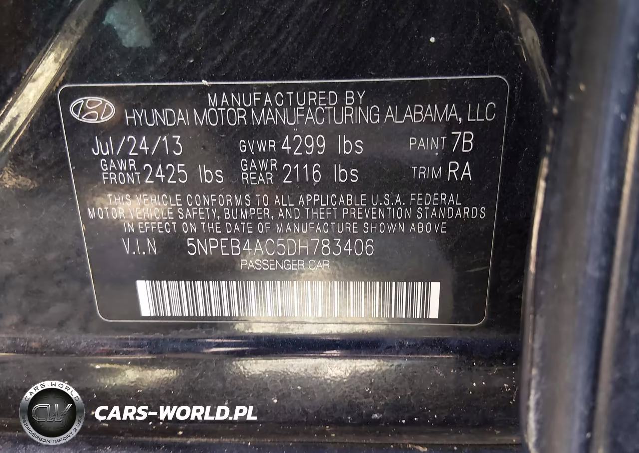 2013 Hyundai Sonata Gls VIN:5NPEB4AC5DH783406 - 9