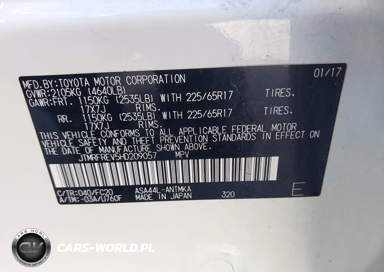 2017 Toyota Rav4 Xle VIN:JTMRFREV5HD209057 - 9