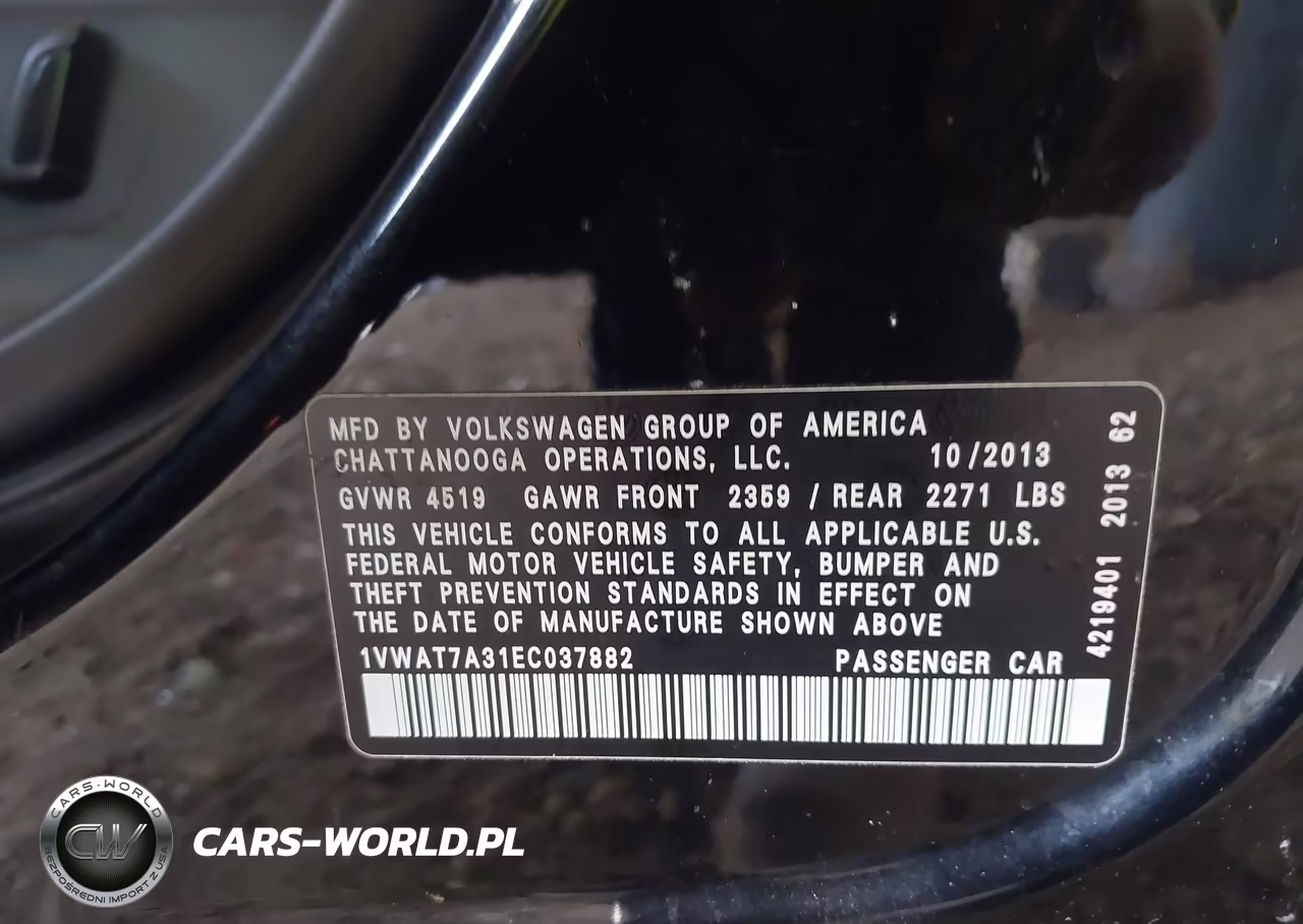 2014 Volkswagen Passat 1.8T Wolfsburg Edition VIN:1VWAT7A31EC037882 - 9