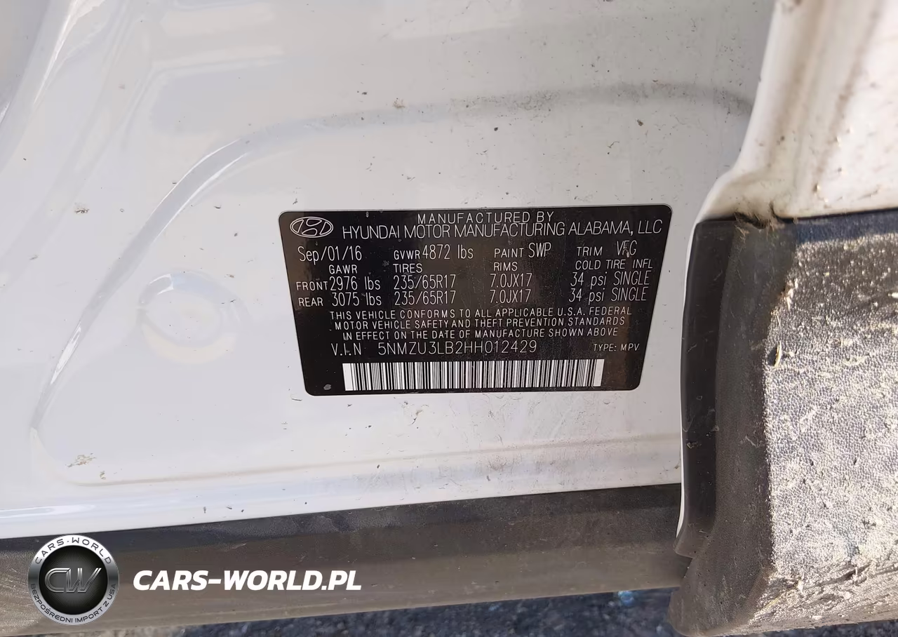 2017 Hyundai Santa Fe Sport 2.4L VIN:5NMZU3LB2HH012429 - 9