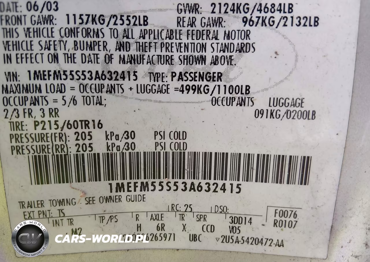 2003 Mercury Sable Ls Premium VIN:1MEFM55S53A632415 - 9
