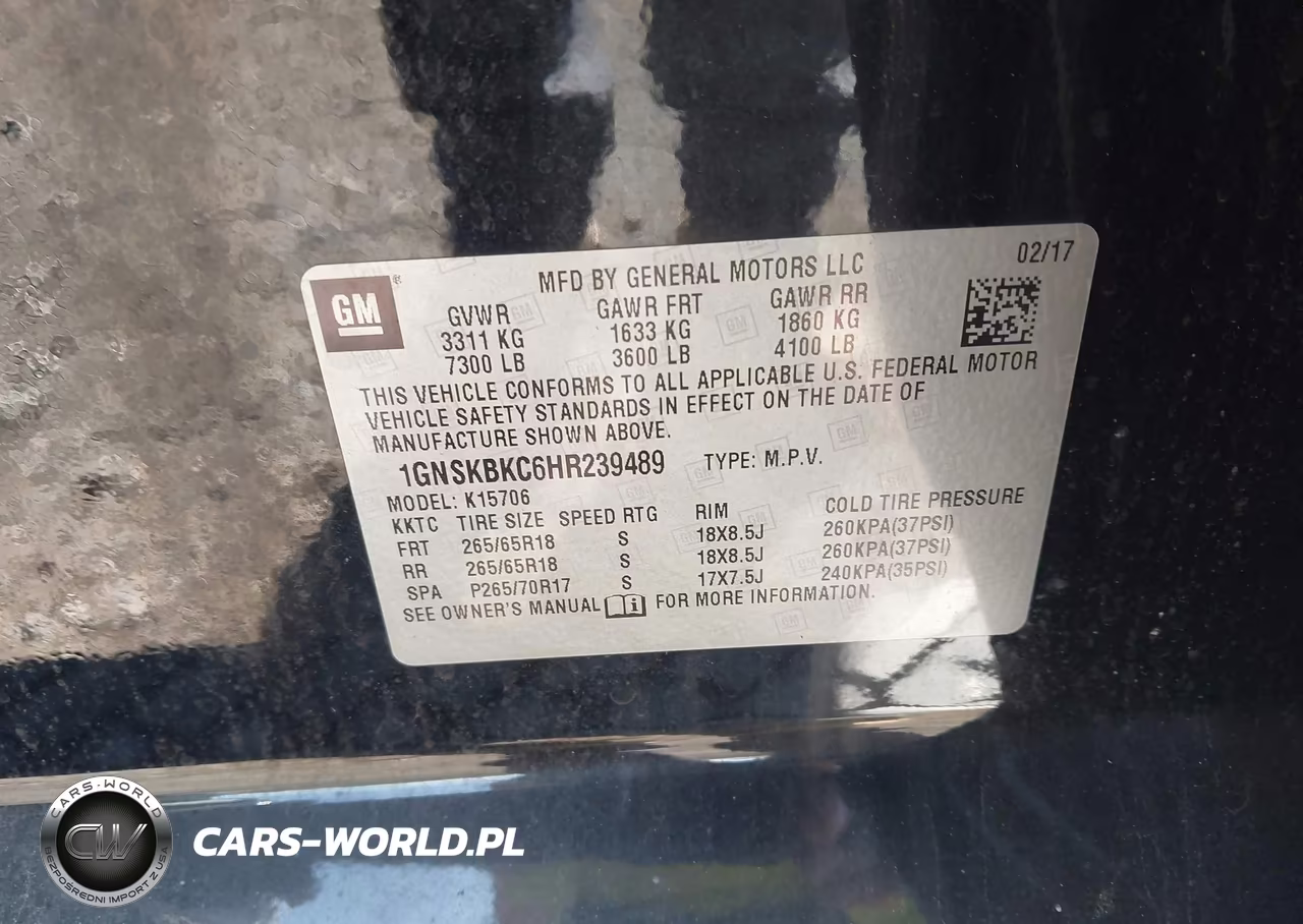 2017 Chevrolet Tahoe Lt VIN:1GNSKBKC6HR239489 - 9