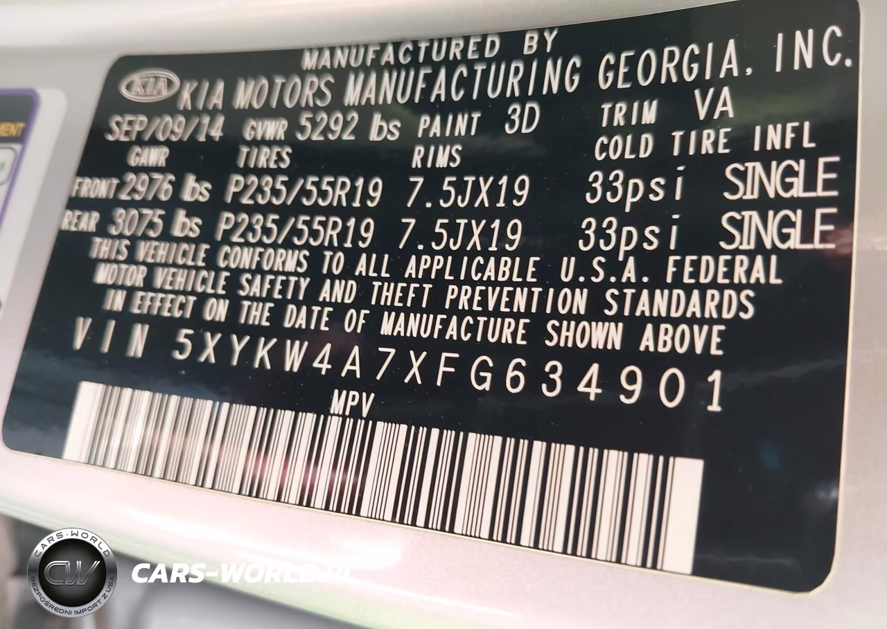 2015 Kia Sorento Sx V6 VIN:5XYKW4A7XFG634901 - 9