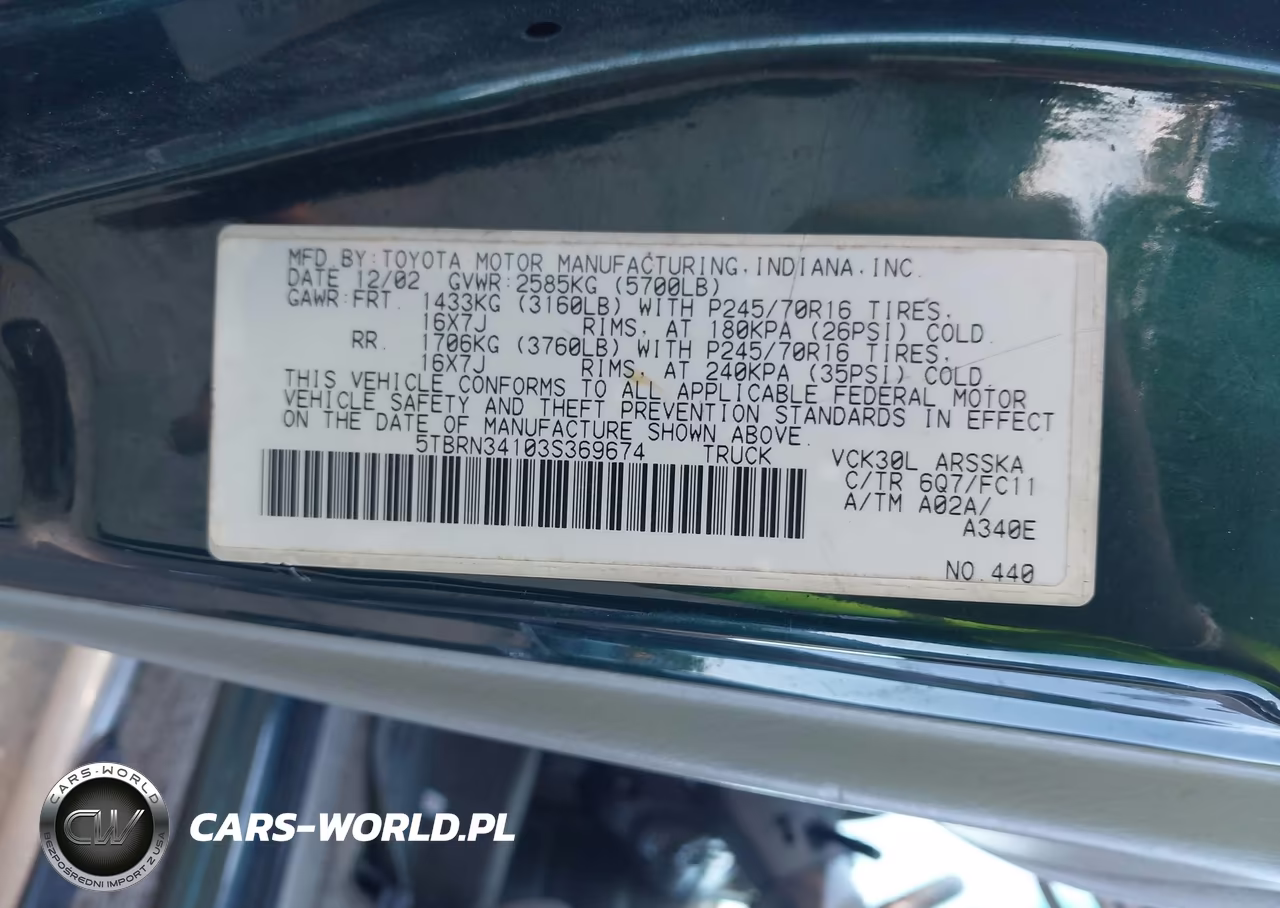 2003 Toyota Tundra Sr5 VIN:5TBRN34103S369674 - 9