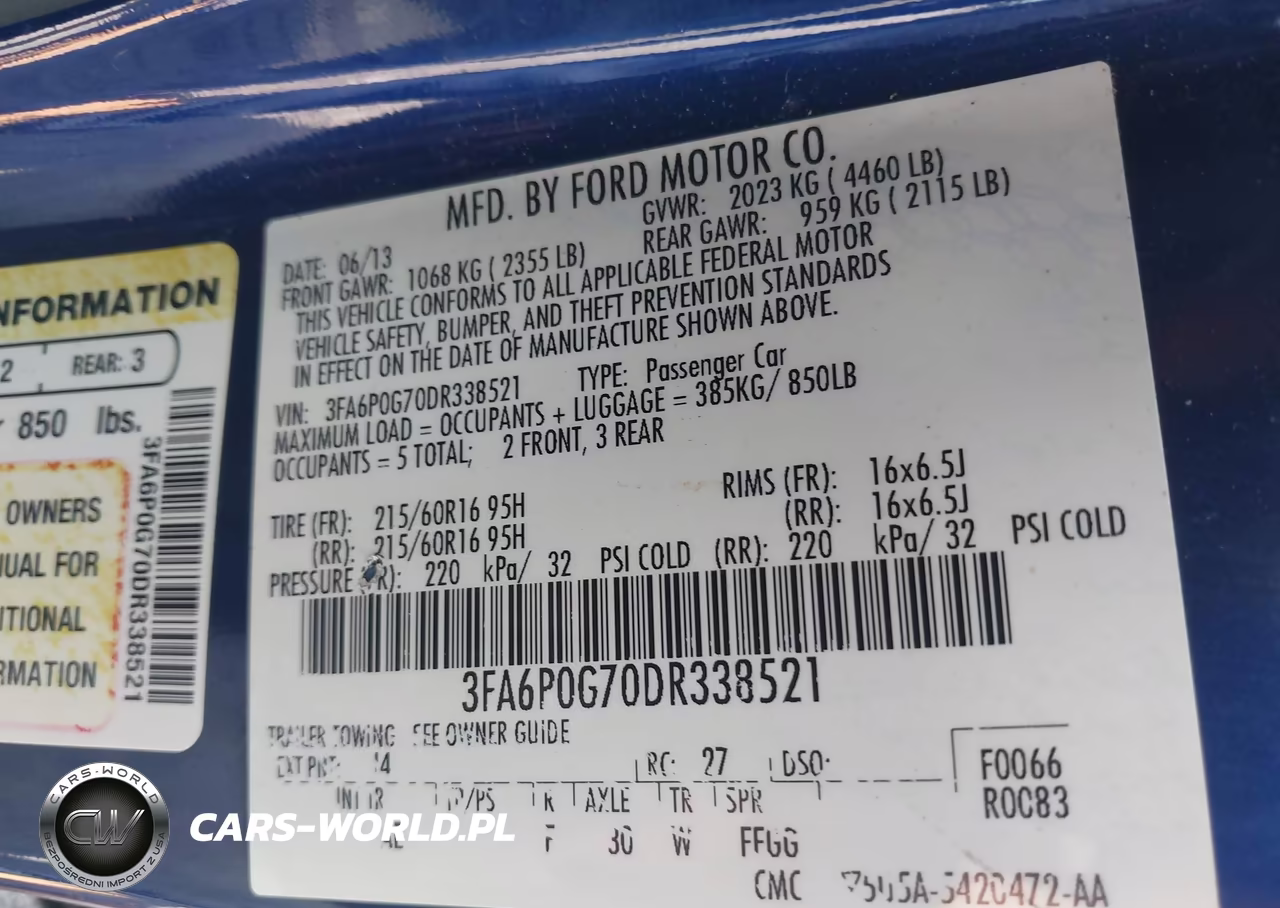 2013 Ford Fusion S VIN:3FA6P0G70DR338521 - 9