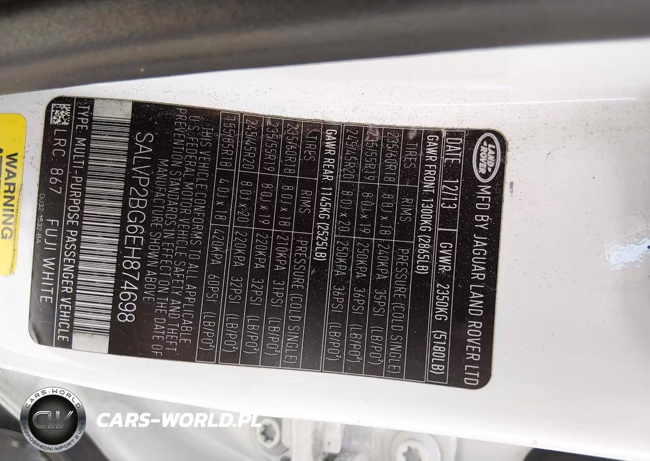 2014 Land Rover Range Rover Evoque Pure Plus VIN:SALVP2BG6EH874698 - 9