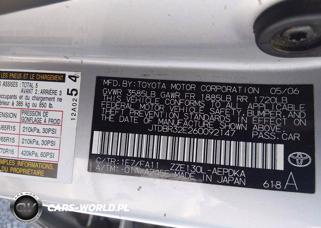 2006 Toyota Corolla Ce VIN:JTDBR32E260092147 - 9