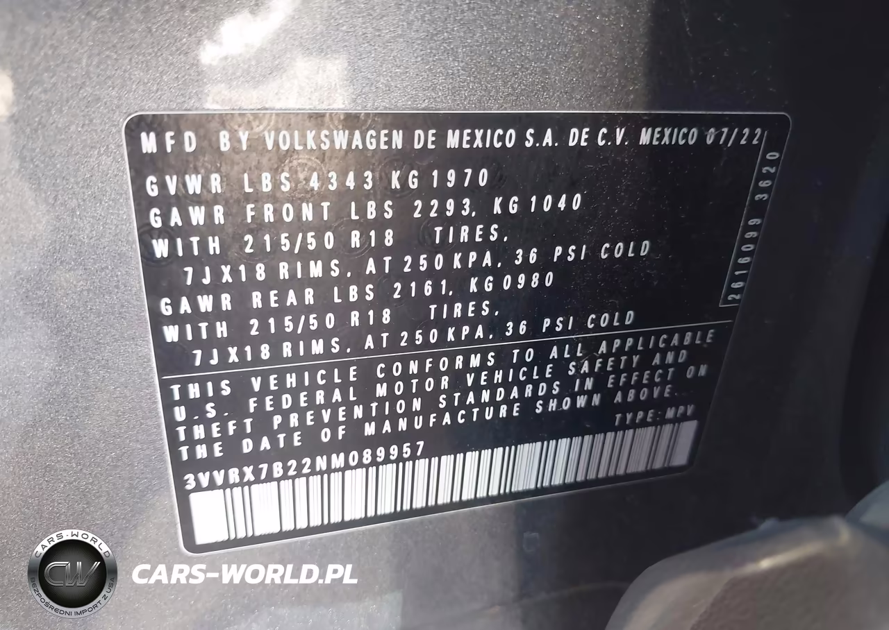 2022 Volkswagen Taos 1.5T Se VIN:3VVRX7B22NM089957 - 9