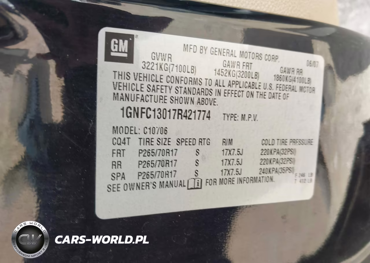 2007 Chevrolet Tahoe Lt VIN:1GNFC13017R421774 - 9